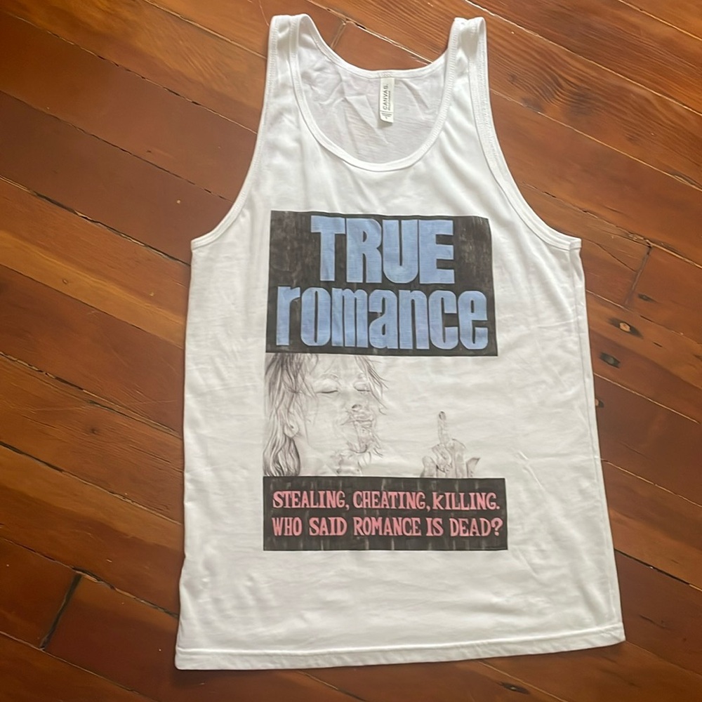 Unique True Romance themed handmade screen printed tank top from Paper 8 -